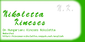 nikoletta kincses business card